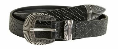 Croco print buckle belt Zwart
