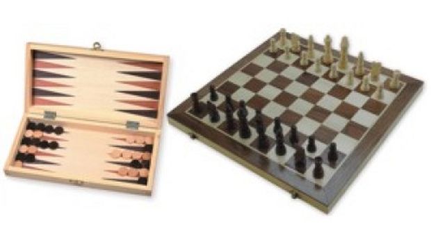 Schaak- / Backgammon Klapcassette (ingelegd 29cm)