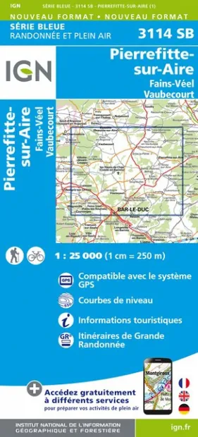 Wandelkaart - Topografische kaart 3114SB Pierrefitte-sur-Aire | IGN -