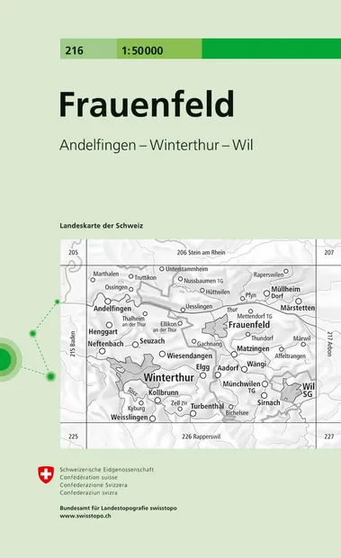 Wandelkaart - Topografische kaart 216 Frauenfeld | Swisstopo