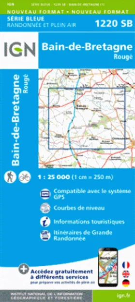 Wandelkaart - Topografische kaart 1220SB Bain-de-Bretagne – Rougé | IG