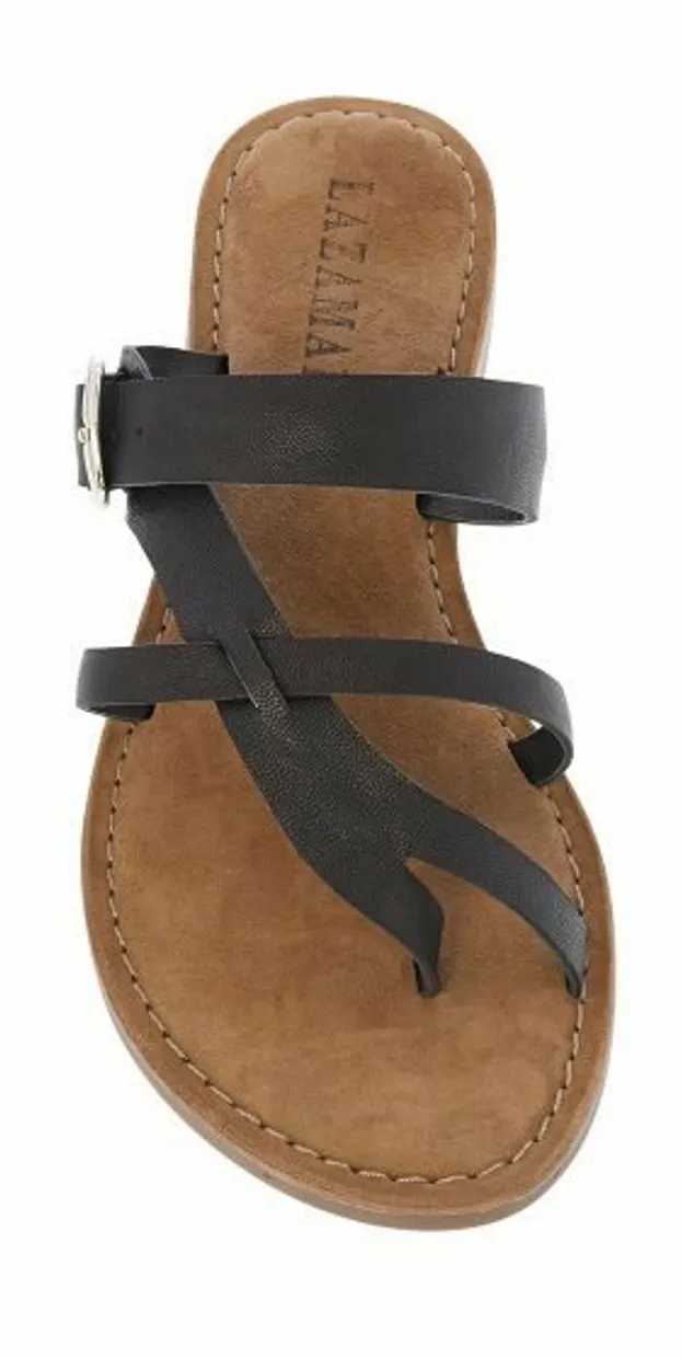 Leather sandal buckle black