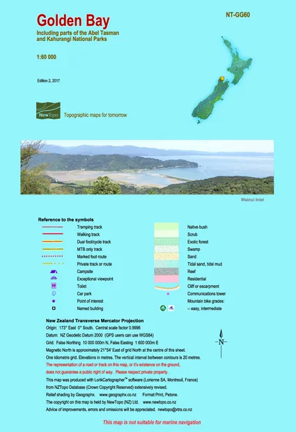 Wandelkaart Golden Bay | NewTopo NZ