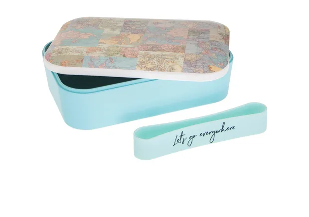 Lunchbox Vintage Map Collage Bamboo Lunch Box | Sass & Belle
