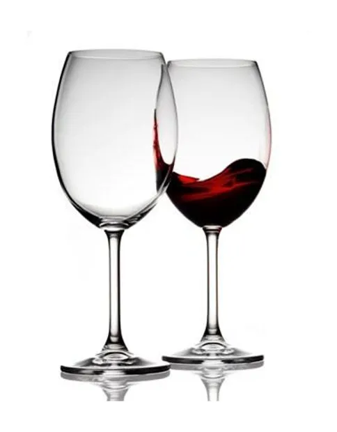 Set van 2 rode wijn glazen