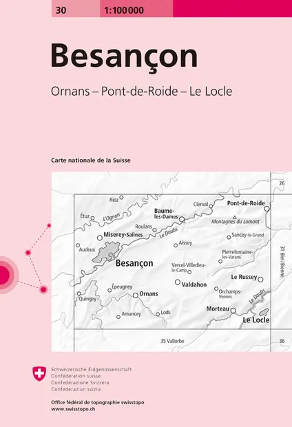 Fietskaart - Topografische kaart - Wegenkaart - landkaart 30 Besançon
