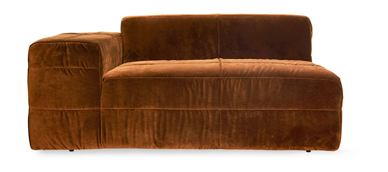 Brut sofa: element left, royal velvet, caramel