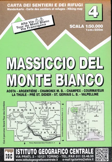 Wandelkaart 04 Massiccio del Monte Bianco | IGC - Istituto Geografico