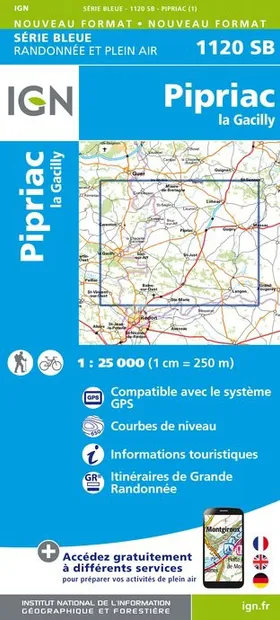 Wandelkaart - Topografische kaart 1120SB Pipriac – La Gacilly | IGN -