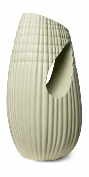 HK objects: ceramic ribbed vase matt minty