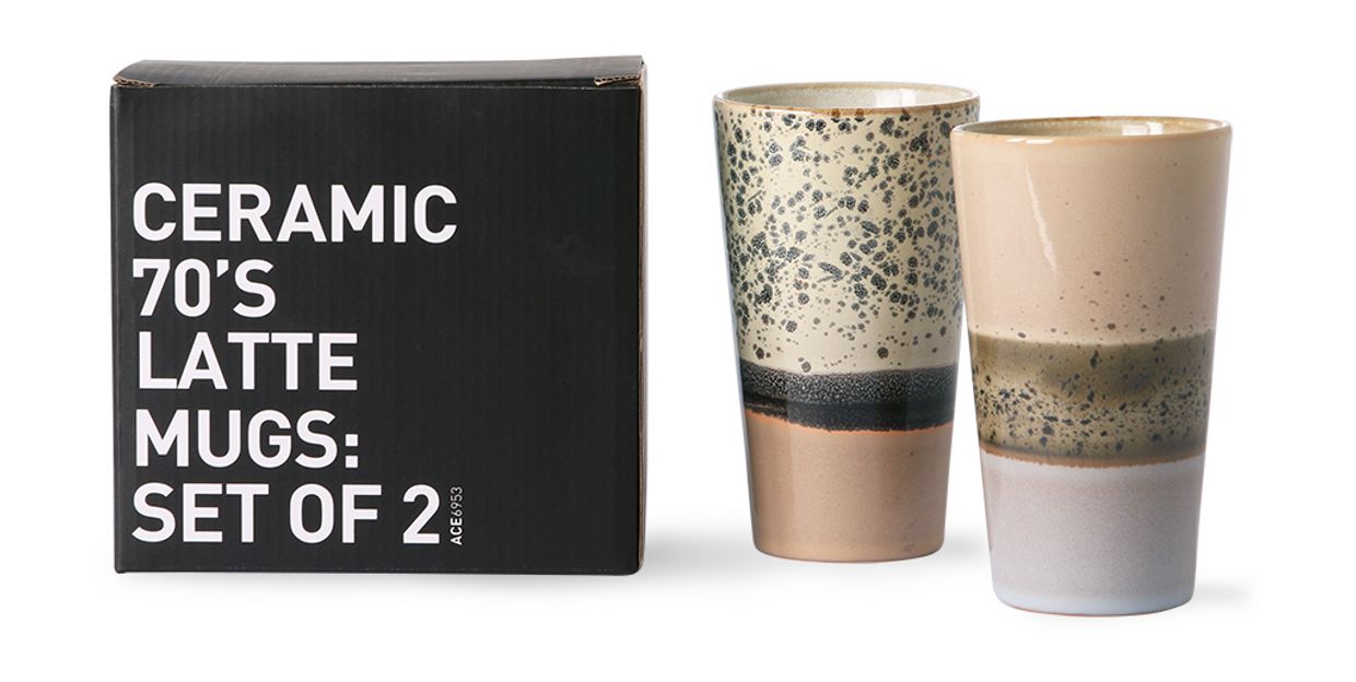 70s ceramics: latte mugs, zenith (set of 2) - HKliving - | Warenhuis Groningen 70s ceramics: latte mugs, zenith (set of 2) - HKliving - | Warenhuis Groningen
