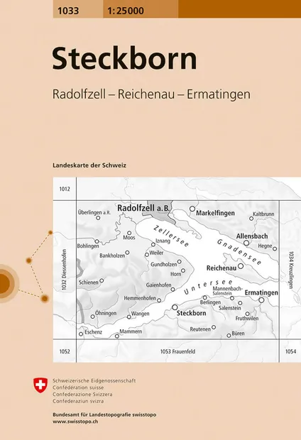 Wandelkaart - Topografische kaart 1033 Steckborn | Swisstopo