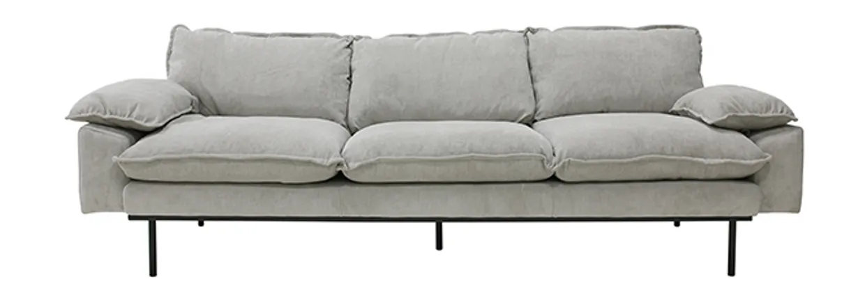 Retro sofa: 3-seats, corduroy rib, cream