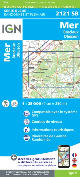 Wandelkaart - Topografische kaart 2121SB Mer | IGN - Institut Géograph