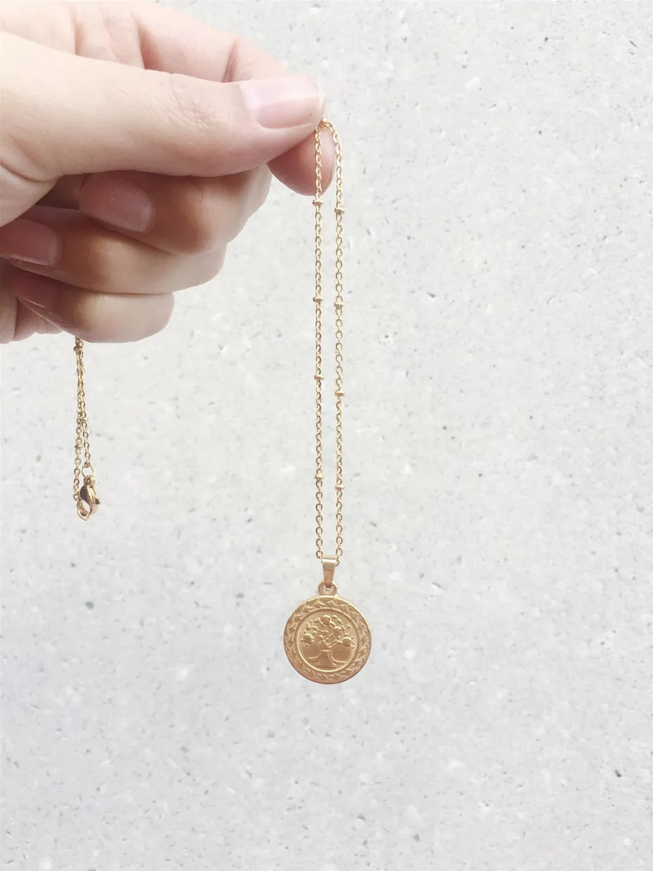 Tree of love coin necklace