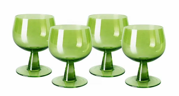 The emeralds: wine glass low, lime green (set of 4)