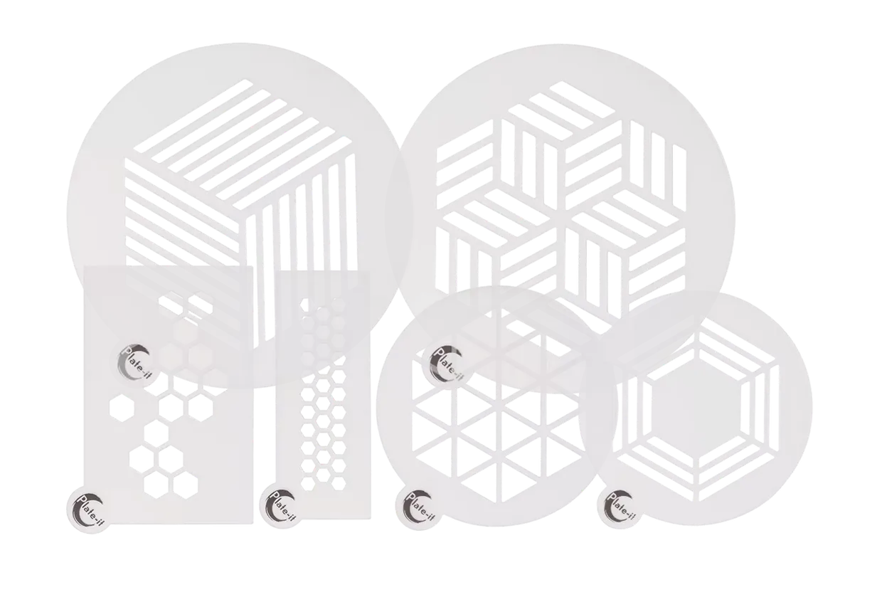 Stencils Hexagon set van 6