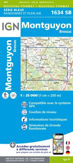 Wandelkaart - Topografische kaart 1634SB Brossac - Montguyon | IGN - I