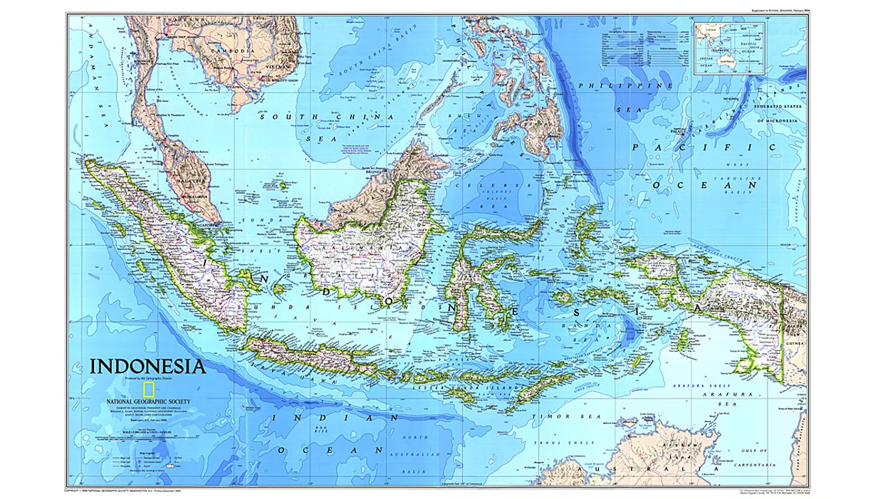 Wandkaart Indonesia - Indonesië | National Geographic