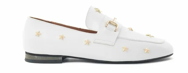 Babouche loafer ster studs wit