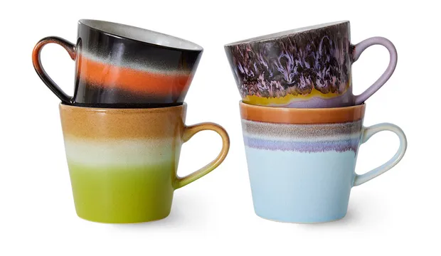 70s ceramics: cappuccino mugs, solid (set of 4)