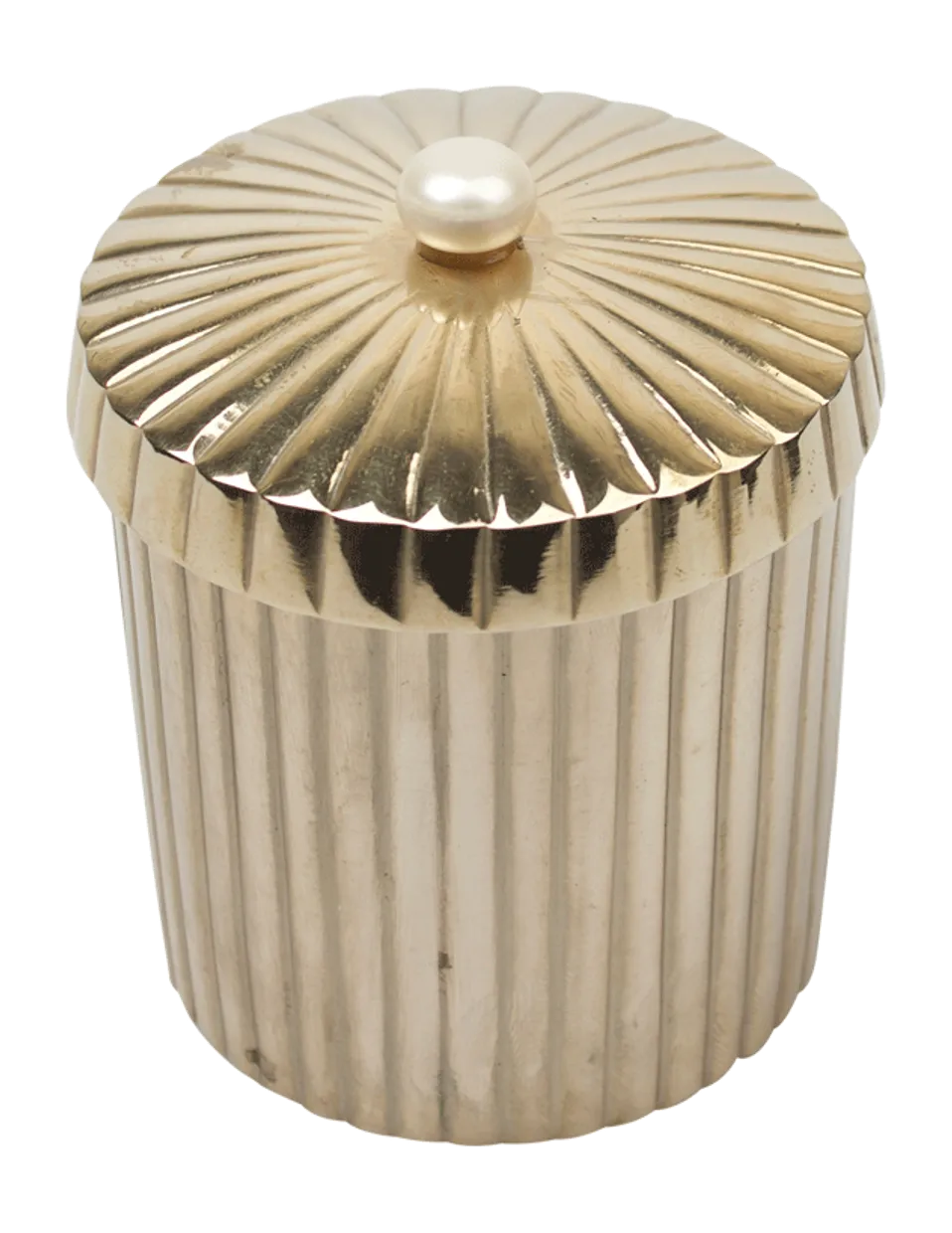 Brass container pearl Goud