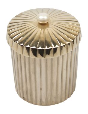 Brass container pearl Goud