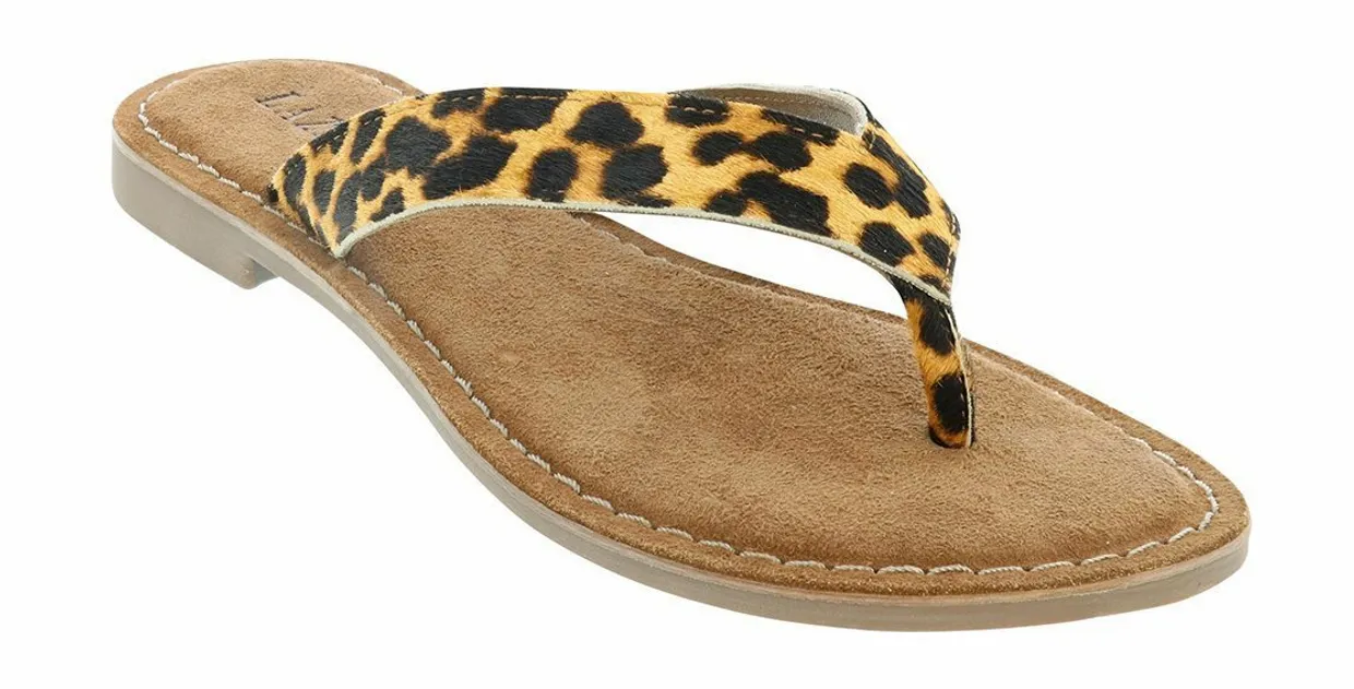 Leather toe slipper leopard