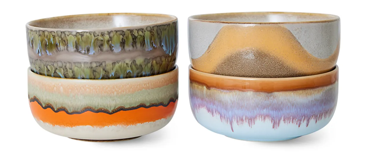70s ceramics: dessert bowls, reef (set of 4)
