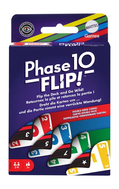 Phase 10 Flip Kaartspel, klassiek kaartspel voor het hele gezin met dubbelzijdige kaarten, voor 2 - 6 spelers