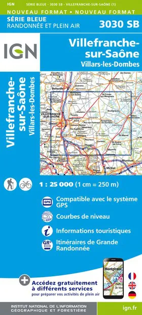 Wandelkaart - Topografische kaart 3030SB Villars-les-Dombes – Villefra