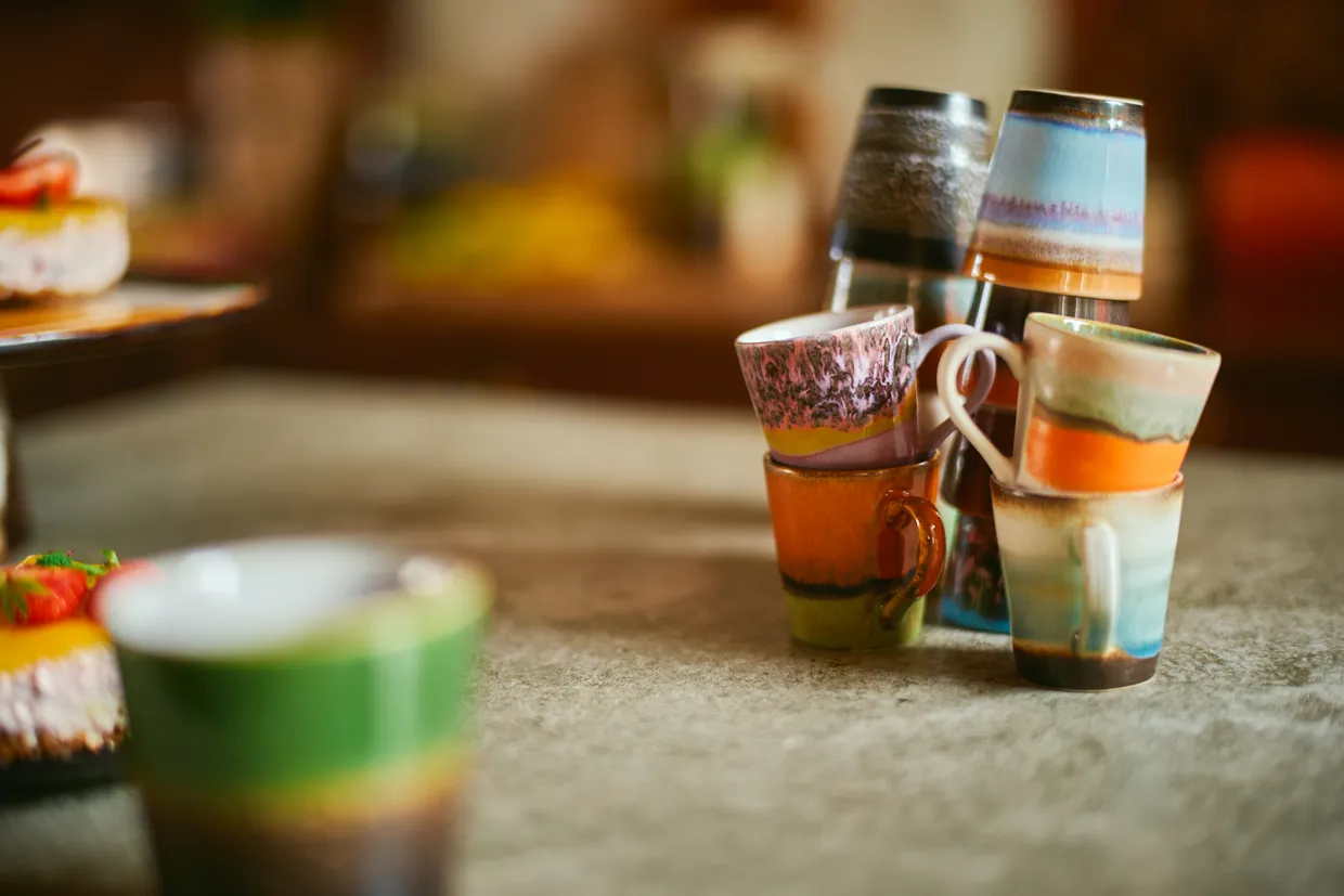 70s ceramics: espresso mugs, retro (set of 4)