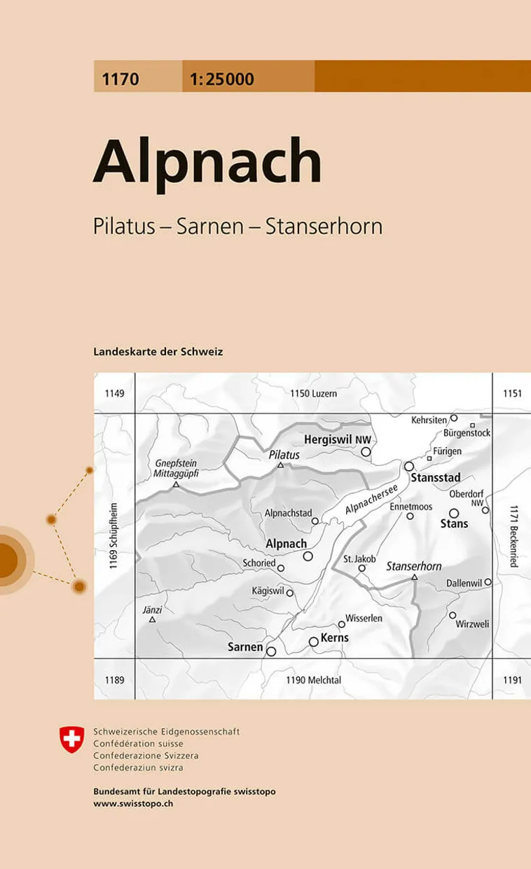 Wandelkaart - Topografische kaart 1170 Alpnach | Swisstopo