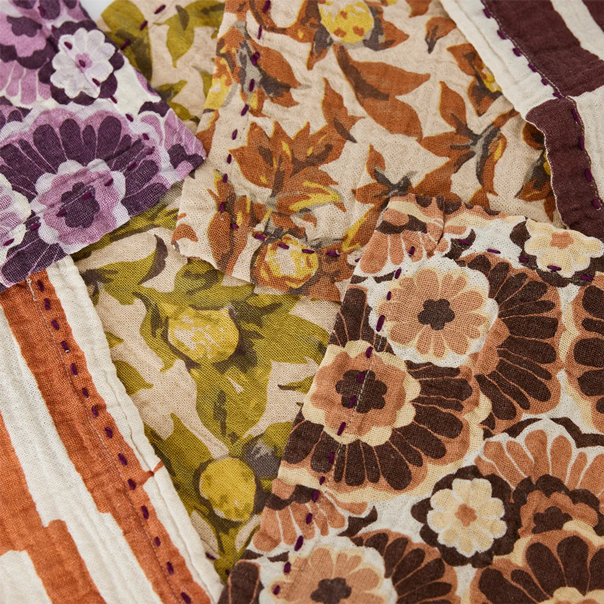 Cotton napkins floral burgundy (set of 2)