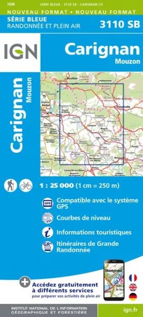 Wandelkaart - Topografische kaart 3110SB Carignan | IGN - Institut Géo