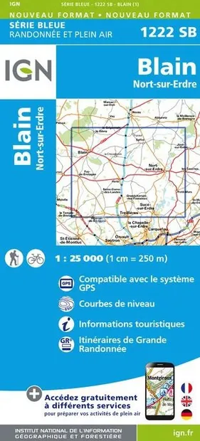 Wandelkaart - Topografische kaart 1222SB Blain - Nort-sur-Erdre | IGN
