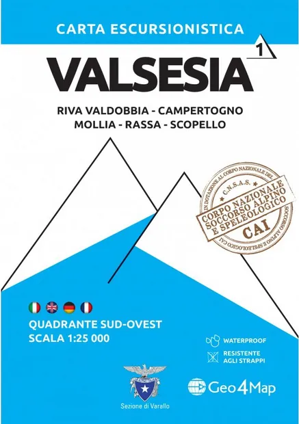 Wandelkaart - Topografische kaart 1 Valsesia - Riva Valdobbia | Geo4Ma