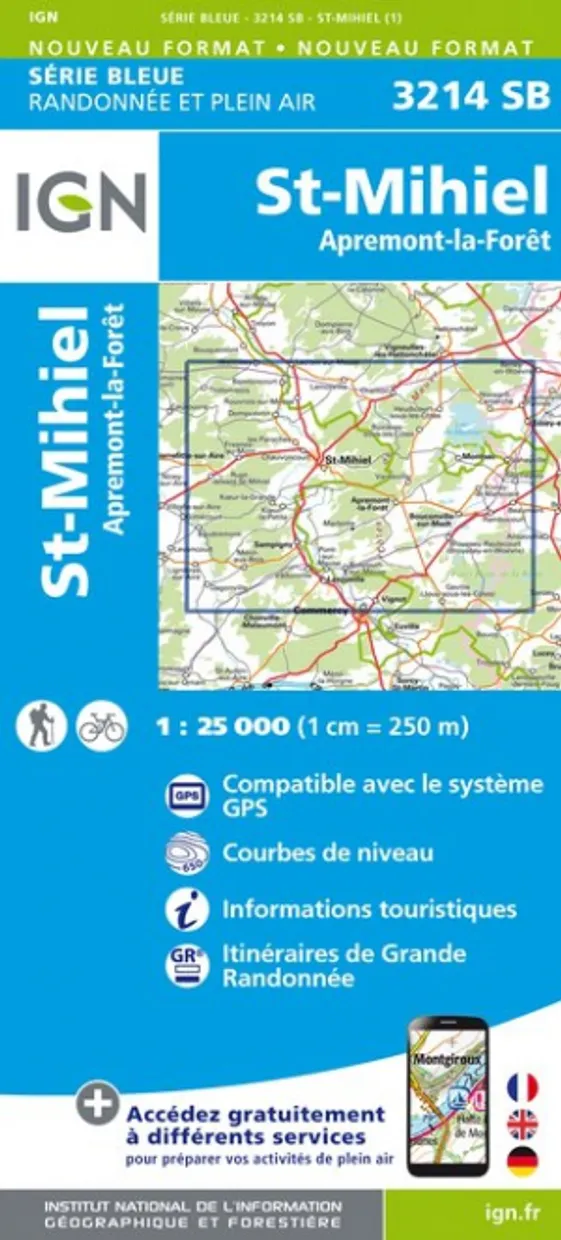 Wandelkaart - Topografische kaart 3214SB St-Mihiel | IGN - Institut Gé