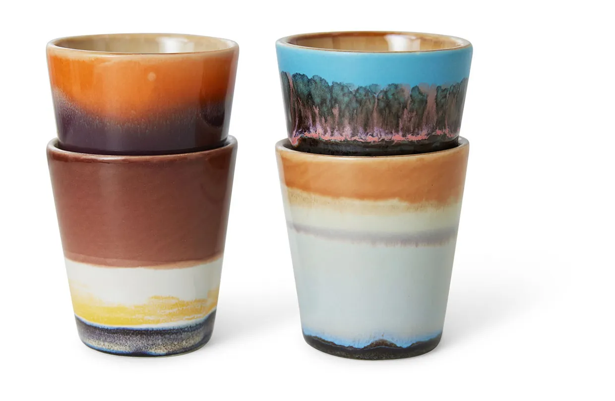 70s ceramics: ristretto mugs, solar (set of 4)