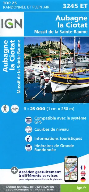 Topografische kaart - Wandelkaart 3245ET Aubagne - La Ciotat | IGN - I