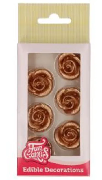 Fondant Decoraties Rozen Bronze set/6