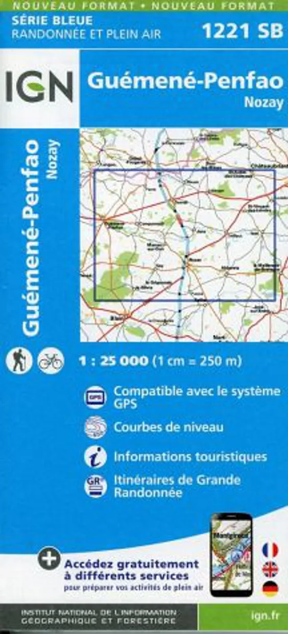 Wandelkaart - Topografische kaart 1221SB Guémené – Penfao – Nozay | IG