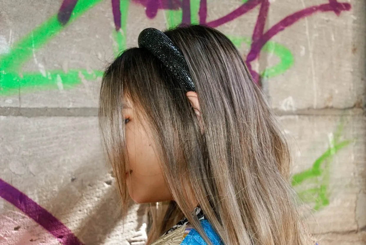 Haarband glitter strass zwart Zwart