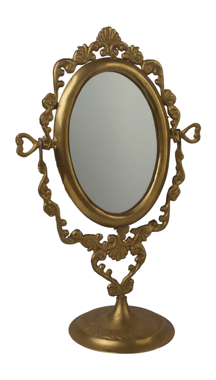 Table mirror oval Goud