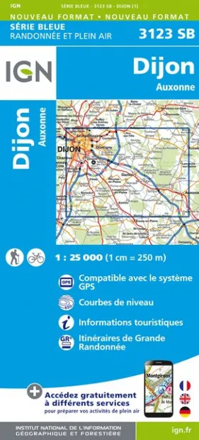 Wandelkaart - Topografische kaart 3123SB Dijon | IGN - Institut Géogra