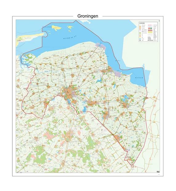 Wandkaart Provincie Groningen, 100 x 100 cm | 12 Provinciën