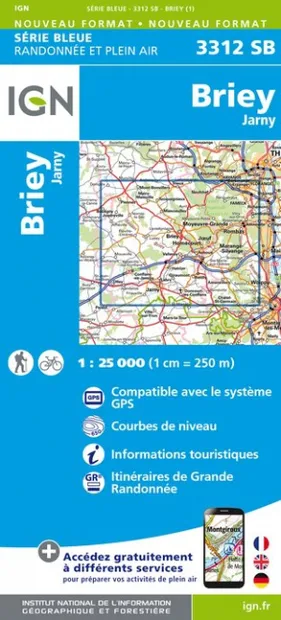 Wandelkaart - Topografische kaart 3312SB Briey | IGN - Institut Géogra