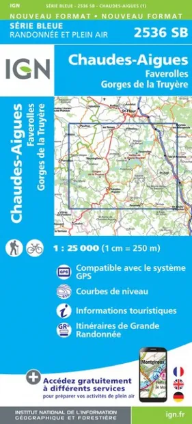 Wandelkaart - Topografische kaart 2536SB Chaudes-Aigues, Gorges de la