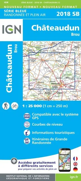 Topografische kaart - Wandelkaart 2018SB Châteaudun - Brou | IGN - Ins
