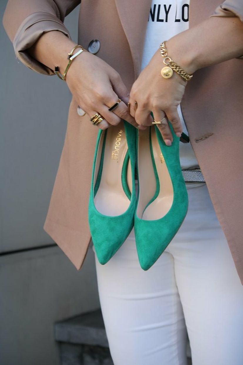 Babouche pumps groen